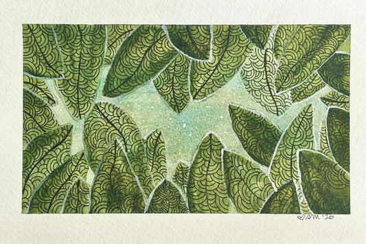 Intricate Green Leaf Pattern - Art Print