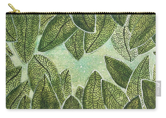 Intricate Green Leaf Pattern - Zip Pouch