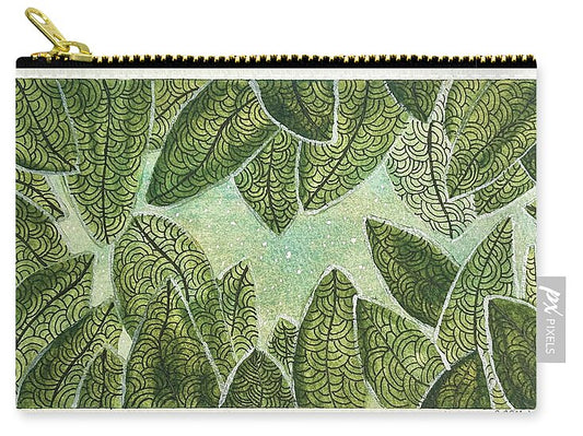 Intricate Green Leaf Pattern - Zip Pouch