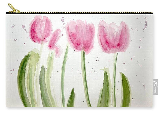 Pink Tulips - Zip Pouch