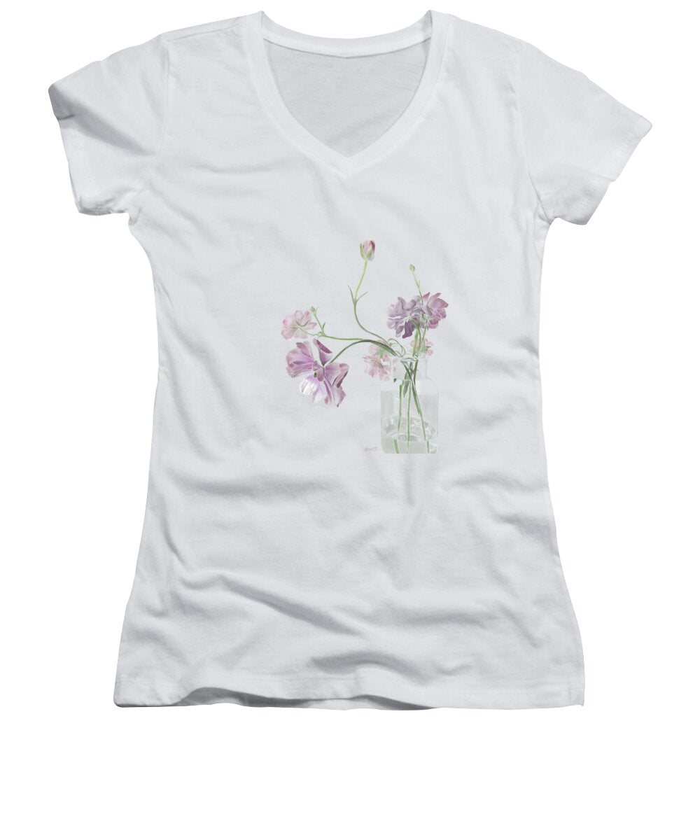 Purple Sweet Peas - Women's V-Neck