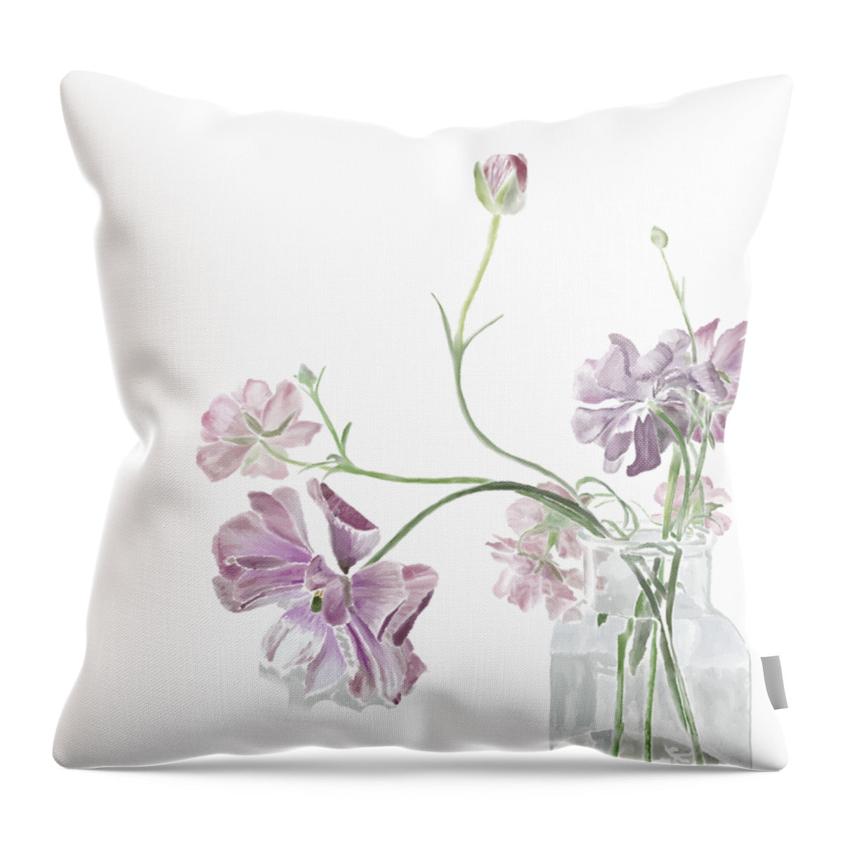 Purple Sweet Peas - Throw Pillow