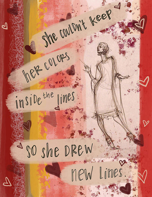 She Drew New Lines - Art Print