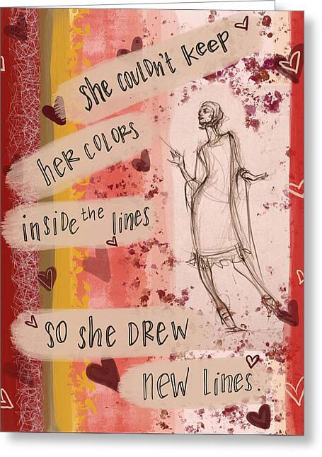 She Drew New Lines - Greeting Card